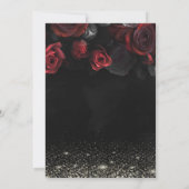 Elegant Red Roses Black Sweet 16 Invitation (Back)