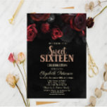 Elegant Red Roses Black Sweet 16 Invitation<br><div class="desc">A modern,  chic and glamorous Sweet 16 with red roses on black background.</div>