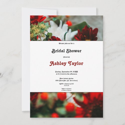 Elegant red roses Blossoms floral Bridal Shower Invitation