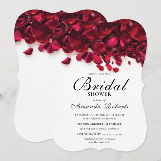Elegant Red Roses Bridal Shower Invitation (Front/Back)