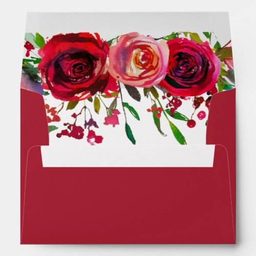 Elegant Red Roses Burgundy Wedding All Event Envelope