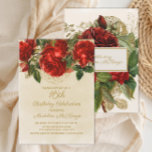 Elegant Red Roses Champagne 16th Birthday Invitation<br><div class="desc">Beautiful,  elegant red roses on champagne / tan birthday Sweet 16/16th birthday party invitation.</div>