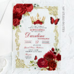 Elegant Red Roses Crown Quinceanera Invitation<br><div class="desc">Elegant Red Roses Crown Quinceanera Acrylic Invitation,  Red Roses with Gold Victorian Borders & Tiara Quinceanera Acrylic Invitation,  Red Roses Gold Tiara Mis Quince Anos XV Invitaciones de Acrilico</div>