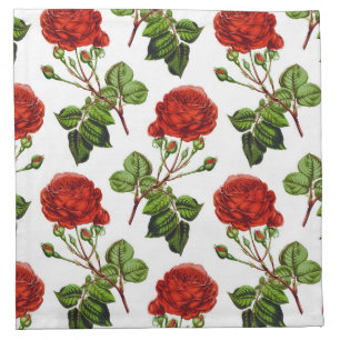 Elegant Red Roses Floral Flowers Pattern Cloth Napkin