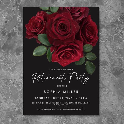 Elegant Red Roses Floral Retirement Party