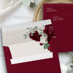 Elegant Red Roses Floral Return Address Burgundy Envelope<br><div class="desc">Burgundy floral envelope,  with your return address on the front. The inside of the envelope is vintage cream with burgundy red and ivory roses,  greenery and gold splatters. Please browse my Royal Rose collection for co-ordinating invitations,  stationery and day-of-event decor.</div>