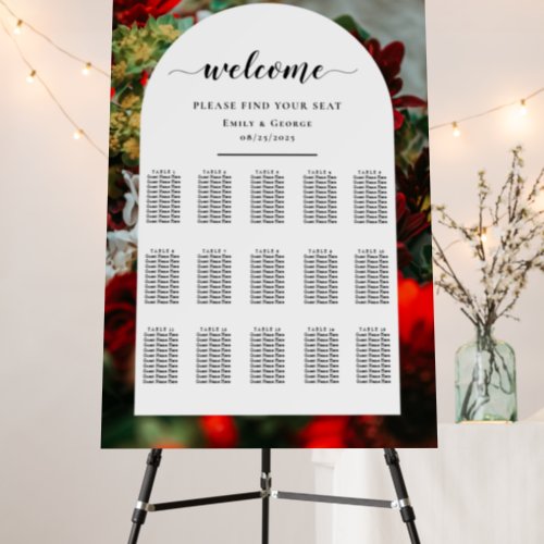 Elegant red roses floral Wedding Seating Chart Foam Board