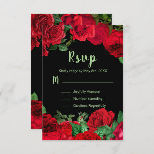 Elegant Red Roses Flowers Sweet Sixteen RSVP Card