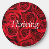 Elegant Red Roses Flowers with Thriving Quote  Wireless Charger (Front)
