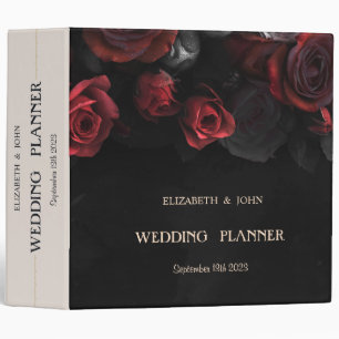 Elegant Red Roses Gothic 3 Ring Binder