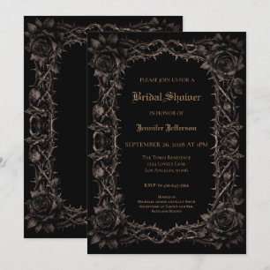 Elegant red roses Gothic Bridal Shower Announcement