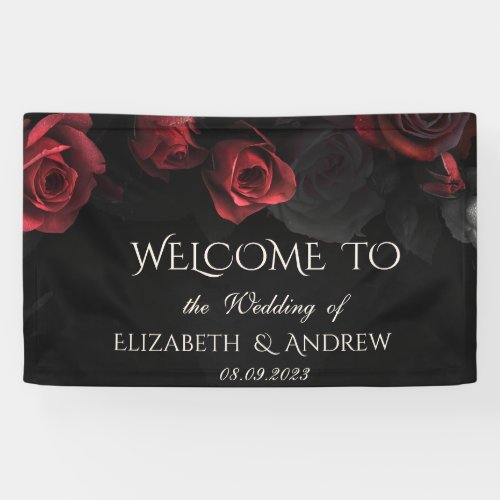 Elegant Red Roses Gothic Wedding Banner