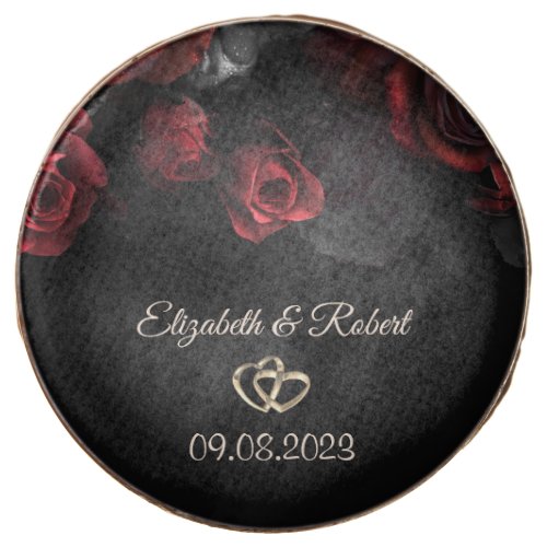 Elegant Red Roses Gothic Wedding Chocolate Covered Oreo