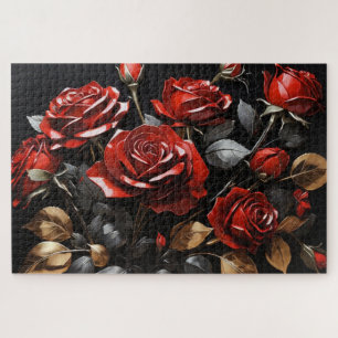 Elegant Red Roses Jigsaw Puzzle