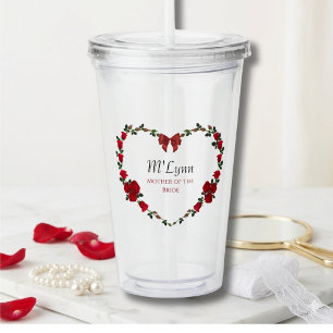 Elegant Red Roses Mother of Bride Gift Acrylic Tumbler
