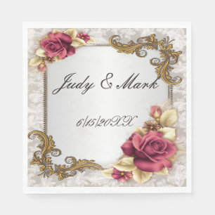 Elegant Red Roses Paper Napkins