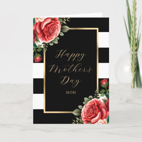 Elegant Red Roses Photo Happy Mothers Day Card