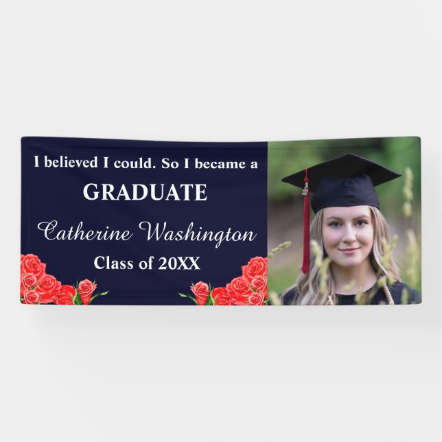 Elegant Red Roses Photo "I Belived I Could"  Sign (Horizontal)