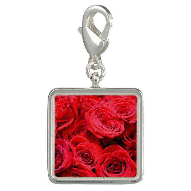 elegant Red Roses red floral red flowers Charm (Front)