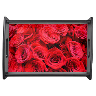 elegant Red Roses red floral red flowers Serving Tray