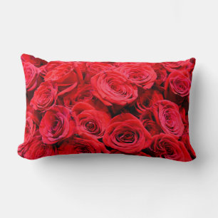 Elegant Red Roses red florals red flowers Lumbar Pillow