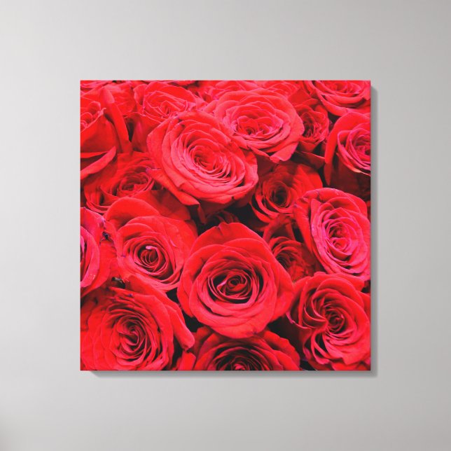 Elegant red roses red flowers red floral canvas print (Front)