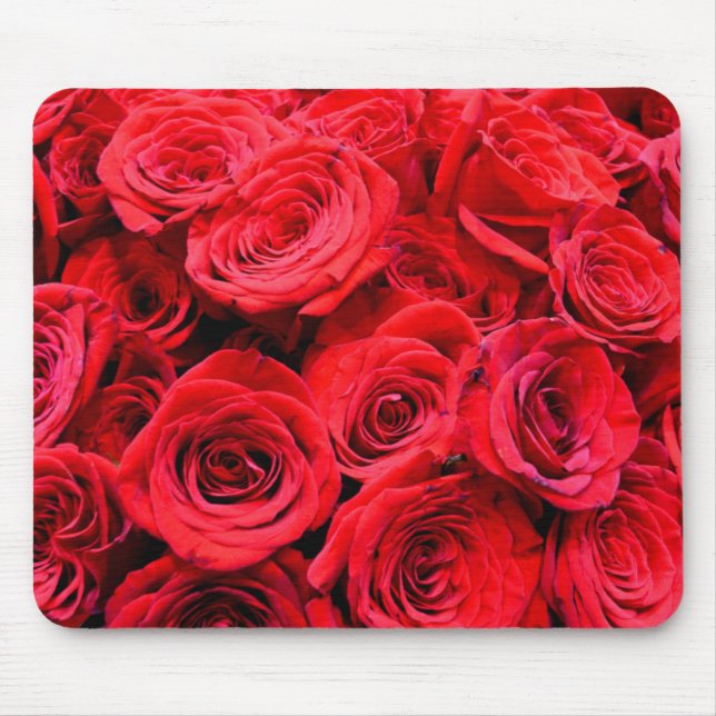 Elegant red roses red flowers red floral mouse pad (Front)