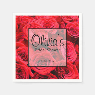 Elegant red roses red flowers red floral napkins