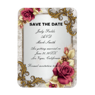 Elegant Red Roses Save The Date Magnet