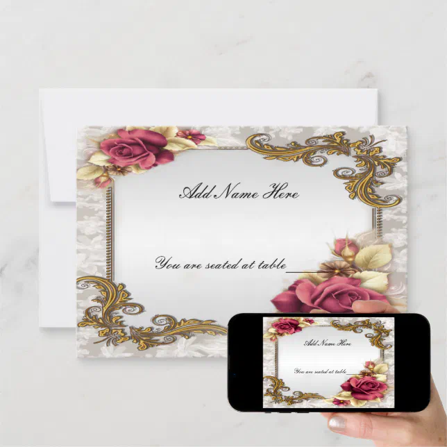 Elegant Red Roses Table Place Card | Zazzle