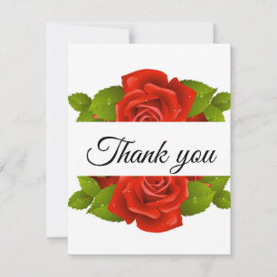 Elegant Red Roses Thank You Card