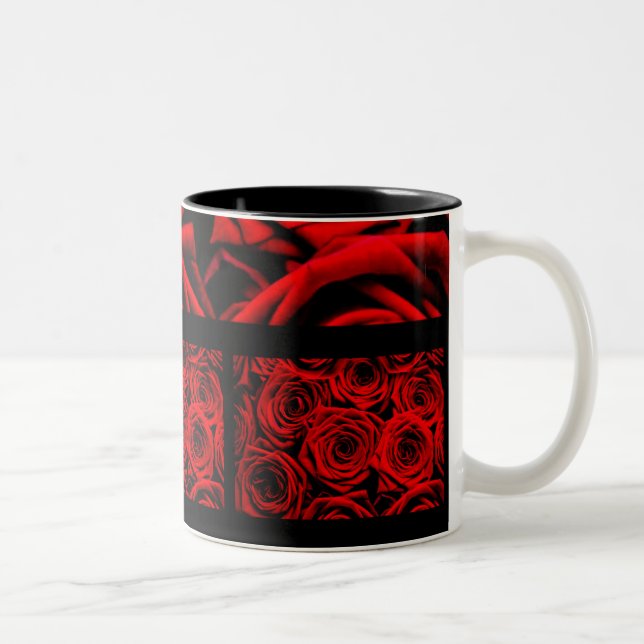 Elegant Red Roses Two-Tone Coffee Mug (Right)