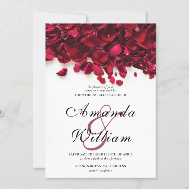 Elegant Red Roses Wedding Invitation | Zazzle