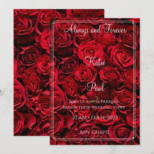 Elegant Red Roses Wedding invitation (Front/Back)