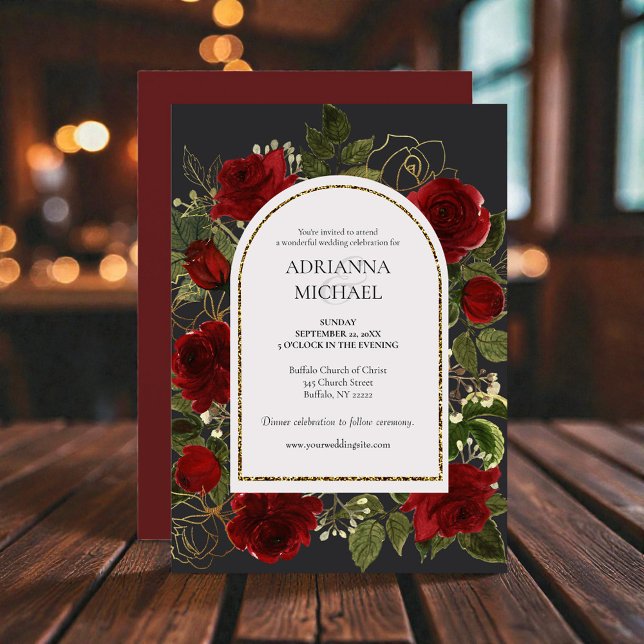 Elegant Red Roses Wedding Invitation (Creator Uploaded)
