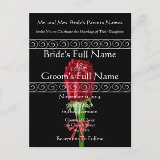Elegant Red Roses Wedding Invitation Postcard