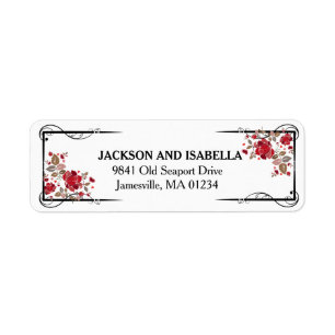 Elegant Red Roses Wedding Return Address Labels