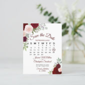 Elegant Red Roses Wedding Save the Date Calendar Announcement Postcard (Standing Front)