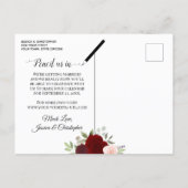 Elegant Red Roses Wedding Save the Date Calendar Announcement Postcard (Back)