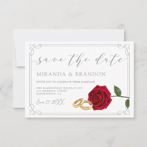 Elegant Red Roses Wedding Save the Date Card