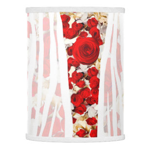 Elegant red roses, white flowers, abstract pattern lamp shade