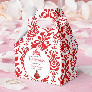 Elegant Red Royal Quinceañera Favor Boxes