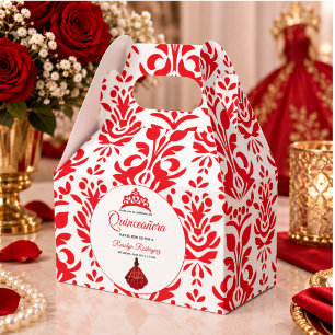 Elegant Red Royal Quinceañera Favor Boxes