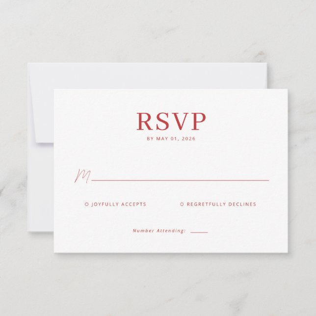 Elegant Red RSVP Card (Front)