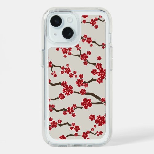 Elegant Red Sakura Cherry Blossom Flowers Modern iPhone 15 Case