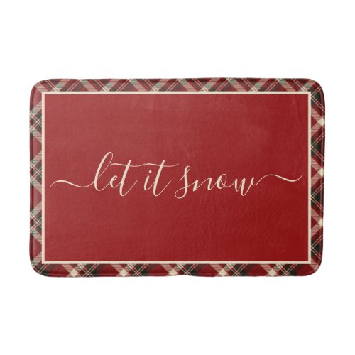 Elegant Red Scottish Plaid Vintage Christmas Bath Mat