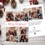 Elegant Red Script 5 Photo Collage Christmas  Holiday Card<br><div class="desc">Modern Simple Elegant Red Calligraphy 5 Photo Collage Merry Christmas Script Holiday Card. This festive, minimalist, whimsical five (5) photo holiday greeting card template features a pretty grid photo collage and says „Merry Christmas”! The „Merry Christmas” greeting text is written in a beautiful hand lettered swirly swash-tail font script in...</div>
