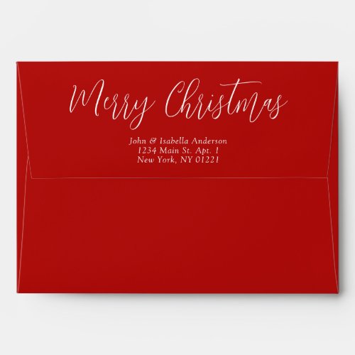 Elegant Red Script Calligraphy Merry Christmas Envelope
