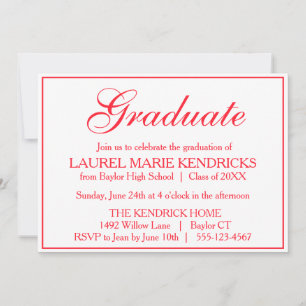 Elegant Red Script Graduation Party Invitation