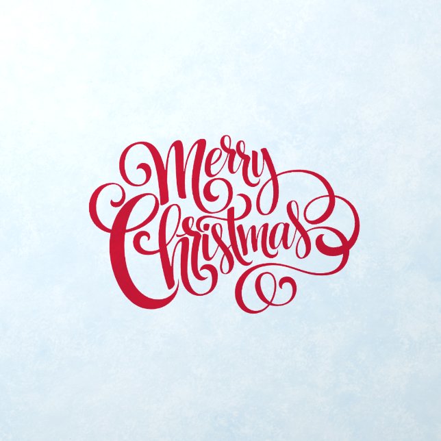 Elegant Red Script Typography Merry Christmas Wall Decal (Insitu 1)